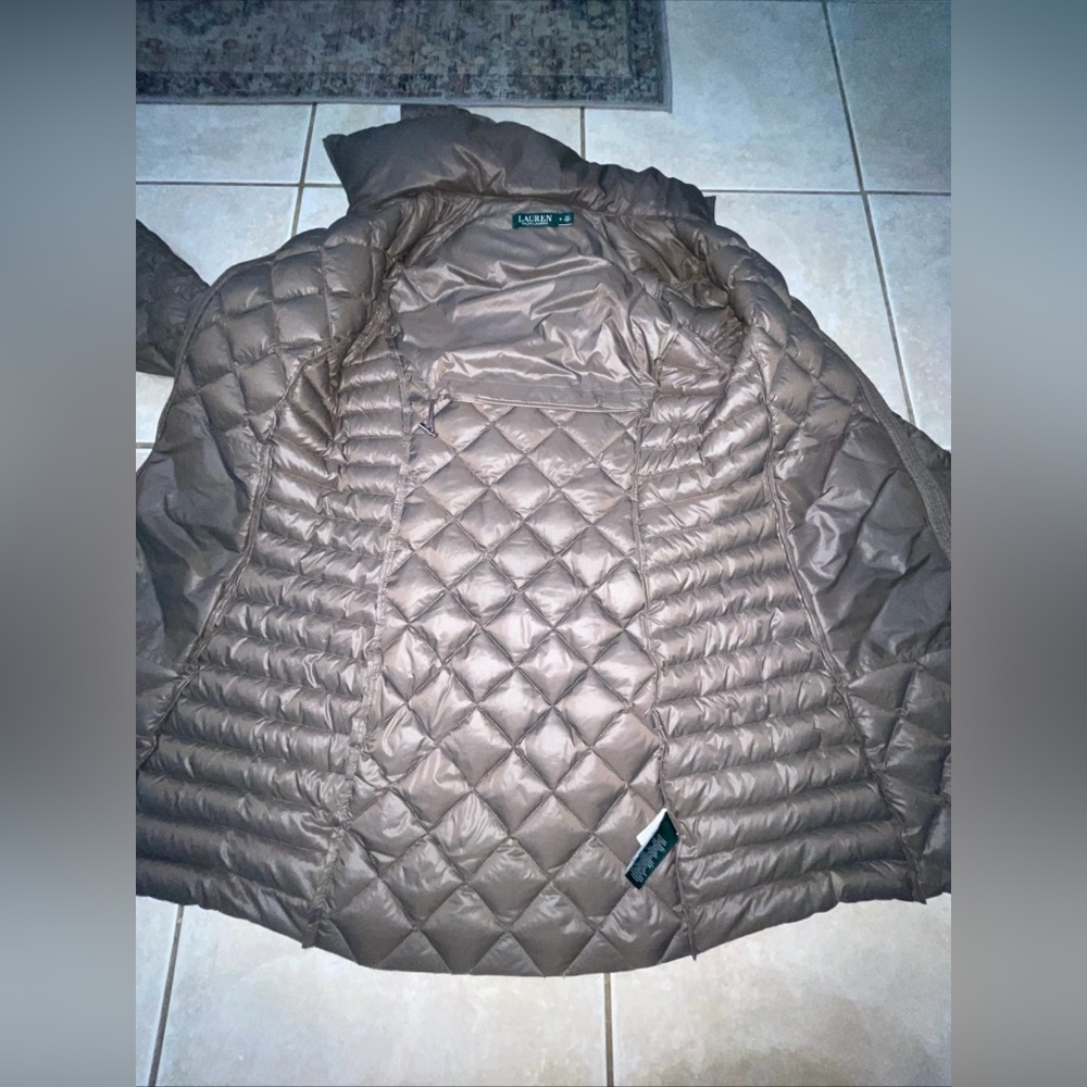 Lauren Ralph Lauren Glossy Brown Packable Down Filled Quilted Puffer Coat S - Picture 12 of 13